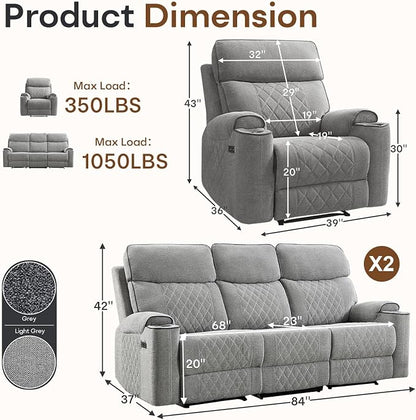 HAOMARKETS 3-Piece Recliner Sofa Set - Image 2