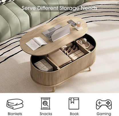 JOINICE 42.5" Oval Lift Top Coffee Table - Image 3