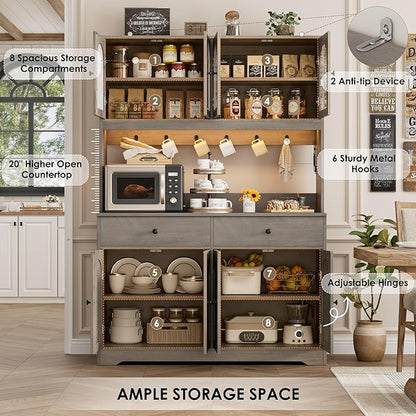HIFIT 71" LED Kitchen Pantry Cabinet - Image 7