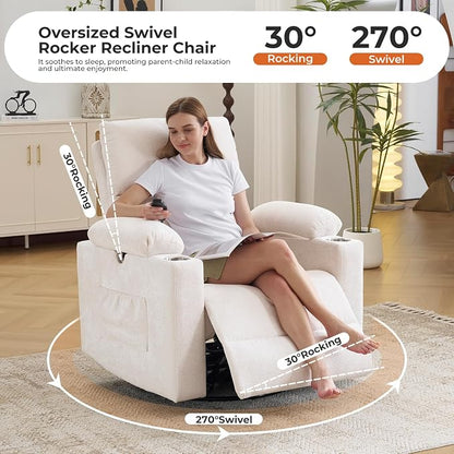 Rocking Chair Nursery with Adjustable Armrests, Electric Glider Recliner - Image 4