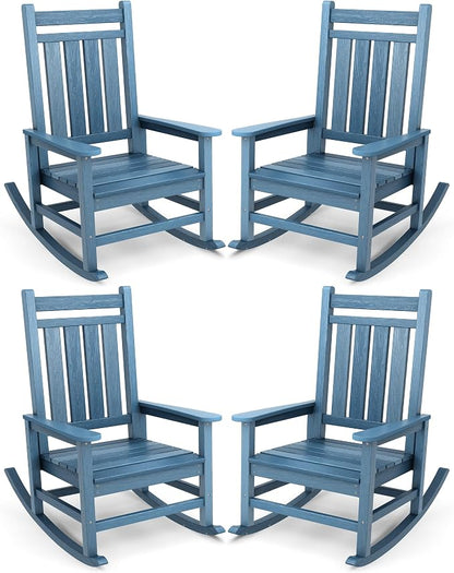 SERWALL Outdoor Rocking Chair Set of 4, HDPE Rocking Chair by SERWALL