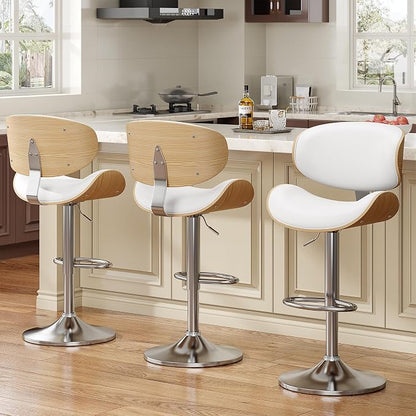 YaFiti Swivel Bar Stools for Kitchen Counter, Adjustable Bentwood Barstools - Image 3