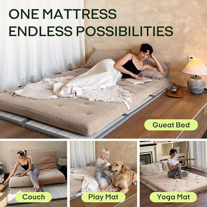 ZonLi Japanese Floor Futon Mattress Queen Size 80"x 60", 100% Cotton Cover - Image 4