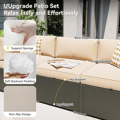 Aoxun Patio Furniture Set, 7 Piece Outdoor Sectional Sofas - Image 2