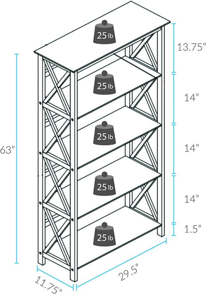 Montego 5-Shelf Bookcase-Espresso - Image 3
