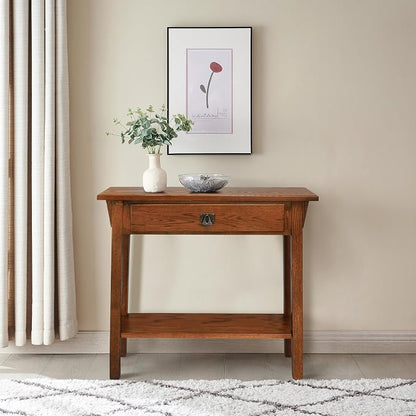 Leick Home Mission Console Table, Solid Wood, 1 Storage Drawer, Bottom Display - Image 2