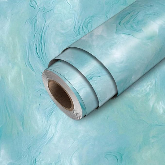 HOMETITUTE Blue Marble Wallpaper Peel and Stick Ocean Style 118.1x17.7 Inches by HOMETITUTE