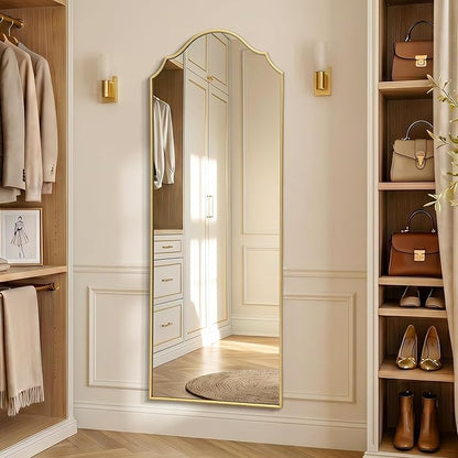 Besdomus Scalloped Full Length Mirror: 21"x56" Gold Arched Floor Mirror - Image 5