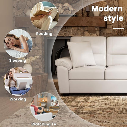 Morden Fort Faux Leather Sofa Couch, Modern Luxury Furniture - Image 5