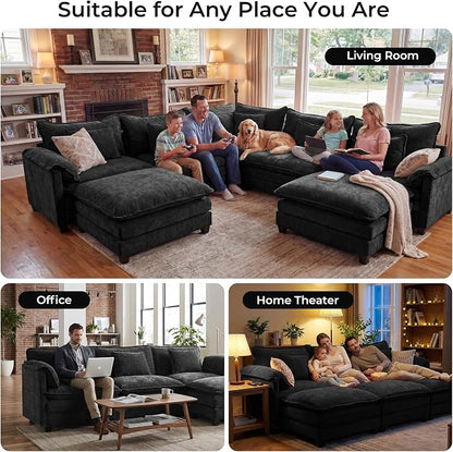 ELUCHANG 150" Oversized V-Shaped Cloud Couch Modular Sectional Sofa - Image 3