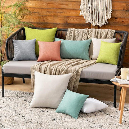 MIULEE Pack of 2 Decorative Outdoor Solid Waterproof Throw Pillow Covers Spring - Image 2