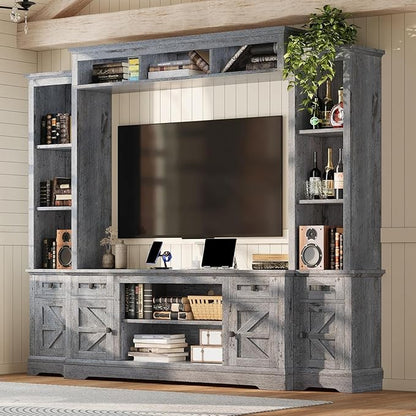 AMERLIFE 98" Farmhouse Entertainment Center Fits 75" TVs, Wall Unit - Image 6