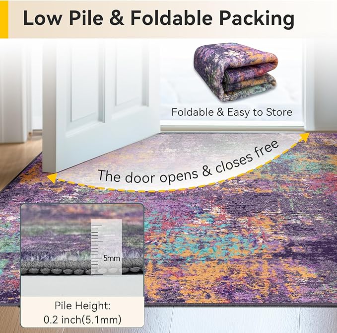 RELEANY Washable Area Rugs 4'x6' Non-Slip Modern Abstract Soft - Image 7