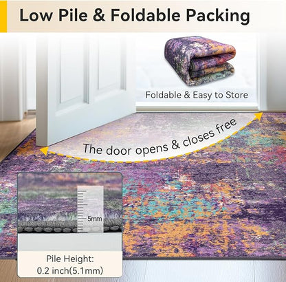 RELEANY Washable Area Rugs 5'x7' Non-Slip Modern Abstract Soft - Image 6