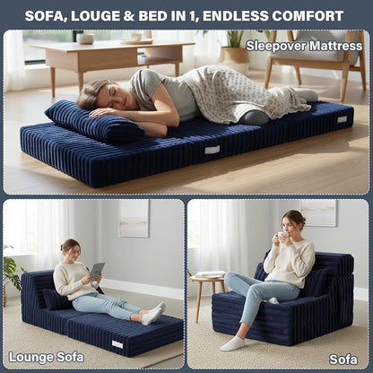 Tiita Folding Sofa Bed Single Size, Convertible Sleeper Chair Mattress - Image 4