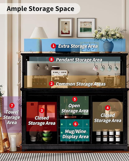 IDEALHOUSE 55" Farmhouse Coffee Bar Cabinet - Image 9