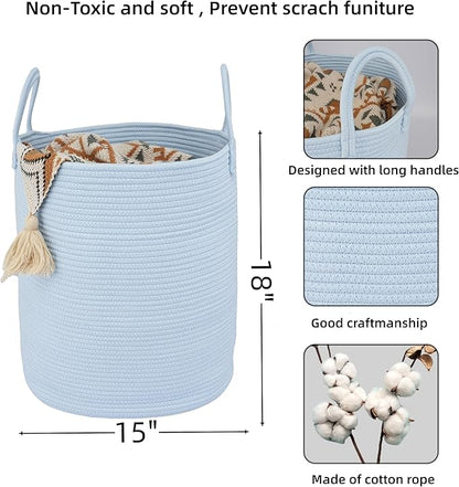 XUANGUO Cotton Rope Laundry Basket Hamper - Image 2