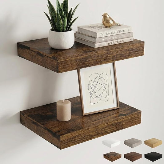 Dreamland Floating Shelves 16 inch, 2 Pack Rustic Wooden Wall Shelves, Wall by Dreamland