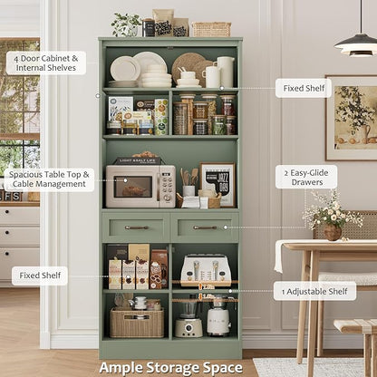 HOSTACK 71“ Tall Kitchen Pantry Storage Cabinet, Modern Kitchen Hutch Bar - Image 6