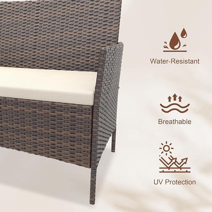 4-Piece Patio Furniture Set, Outdoor Wicker Conversation Set - Image 4