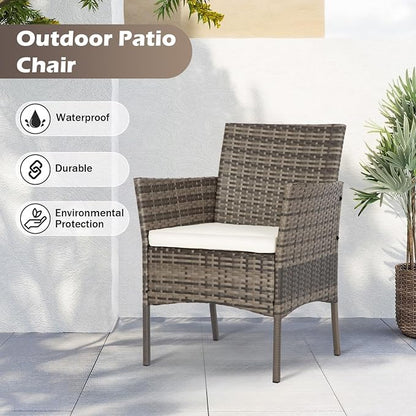 FDW | 4-Piece Patio Furniture Set | Gray & Khakhi | Outdoor Wicker Furniture - Image 4