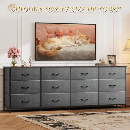 WLIVE 75.5'' Dresser for Bedroom, TV Stand for 85, 65 Inch TV, 12 Drawer Long - Image 4