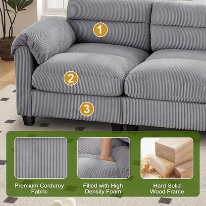 HAOMARKETS Corduroy Sofa Set, Upholstered Armchair, and 3-Seater Couch - Image 4