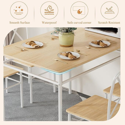 VECELO Dining Table Set for 4, 5-Piece Wood Kitchen Table - Image 3
