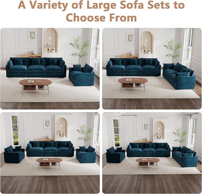 mikibama Luxury Oversized 3 Piece Sofa Set, 2 Pieces of 2 Seater and 1 Piece of - Image 7
