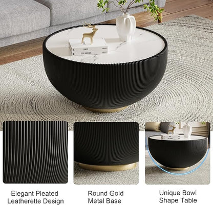 SSLine Bowl-Shape Coffee Table Set of 2 Modern Sintered Stone Top Nesting - Image 3