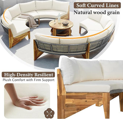 VilroCaz 3-Piece Outdoor Patio Furniture Sectional Sofa Set, 2 Semi-Circle Sofas - Image 7