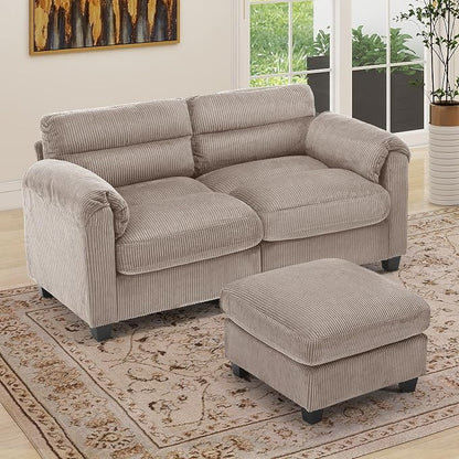 HAOMARKETS Corduroy 2-Piece Sofa Set, Upholstered Ottoman and Loveseat 2-Seater by HAOMARKETS