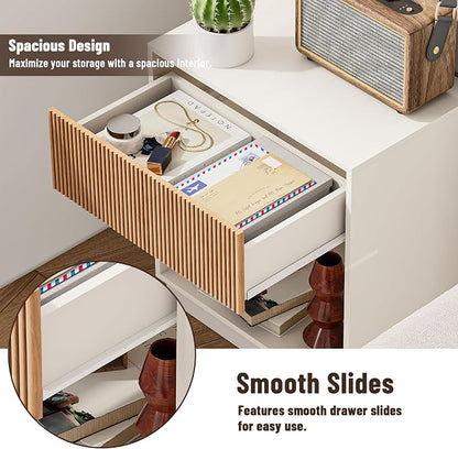 Fluted Nightstands Set of 2, Modern Bedside Table - Image 5