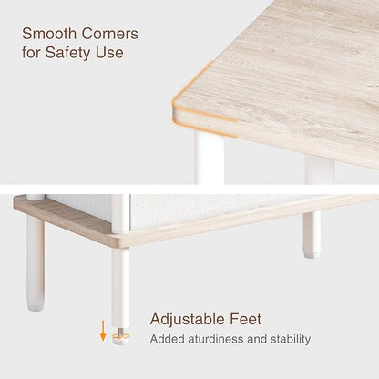 Narrow Side Table with Fabric Basket, End Table - Image 7
