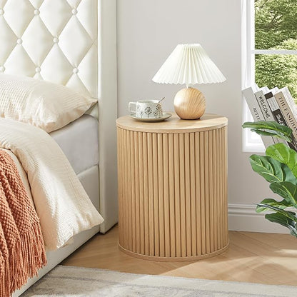 AVZEAR Small Round Side Table Fluted Night Stand Set of 2, Modern Boho End Table - Image 3