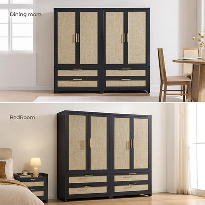 SICOTAS Larger Armoire Wardrobe Closet, Boho Armoire Clothes Organizer - Image 8