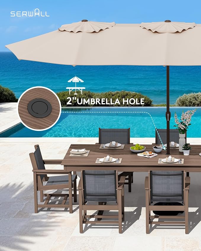 SERWALL 9 Piece Outdoor Dining Set - Image 6