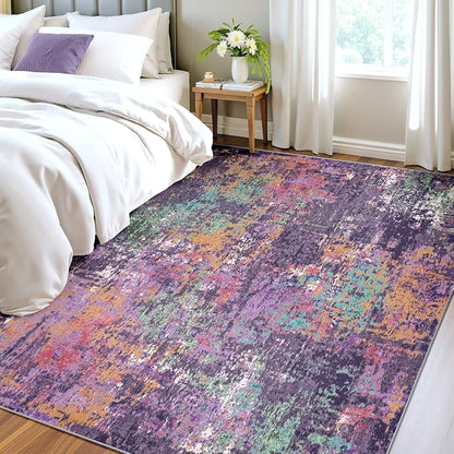 RELEANY Washable Area Rugs 4'x6' Non-Slip Modern Abstract Soft - Image 3