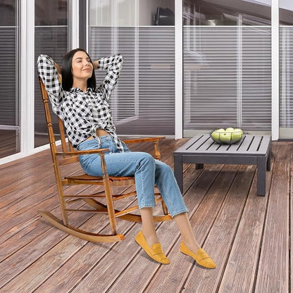 VINGLI Wooden Rocking Chair Outdoor, Patio Rockers - Image 2
