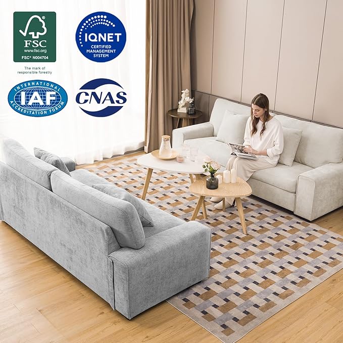 DOPEDIO Modern Loveseat Sofa for Living Room, Chenille Recliner, Removable Cover - Image 7