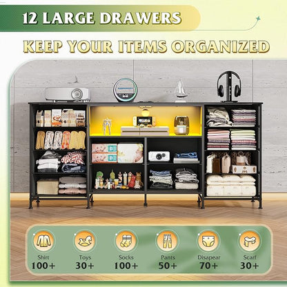 WLIVE 12 Drawer Dresser for Bedroom, 75 inch TV - Image 5