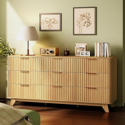 VINGLI Fluted 9 Drawer Dresser for Bedroom, Wood Dresser - Image 8