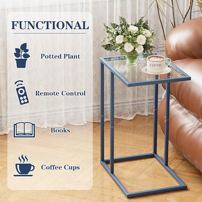 C Table End Table, Glass Couch Side Table, Tempered Glass Snack Side Table - Image 4