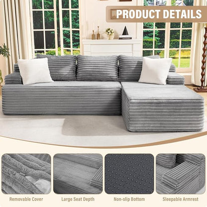 Hobestluk Modular Sectional Sofa Couches L-Shape Couch 3 Seat Modular Sofa - Image 4