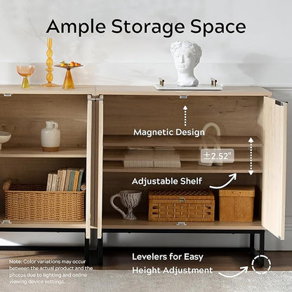 EYYTHUNG Fluted Cabinets with Storage Set of 3, Sideboard Buffet Cabinet with - Image 4
