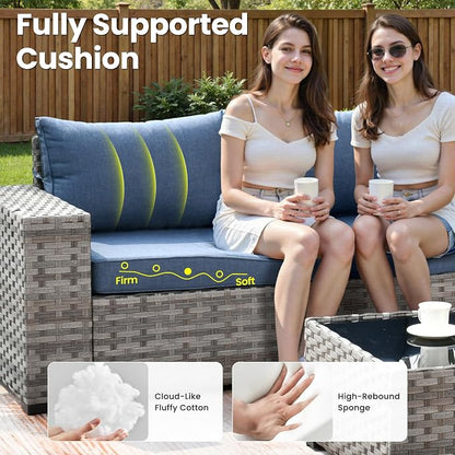 ovios 12 Pieces Patio Furniture Set, Outdoor Wicker Sectional Sofa - Image 6
