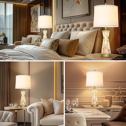 Natural Alabaster Table Lamp, Living Room Lamps Set of 2, Nightstand Lamp - Image 5