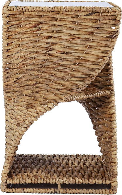 SEI Furniture - Nivala Water Hyacinth Accent Table - Bohemian Design, Natural - Image 4