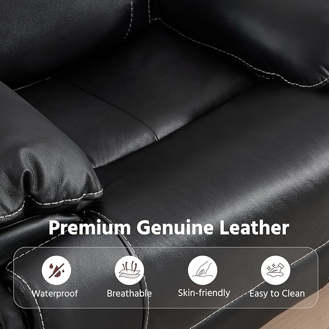 ANJ Premium Geniune Leather Manual Loveseat Recliner Sofa - Image 4