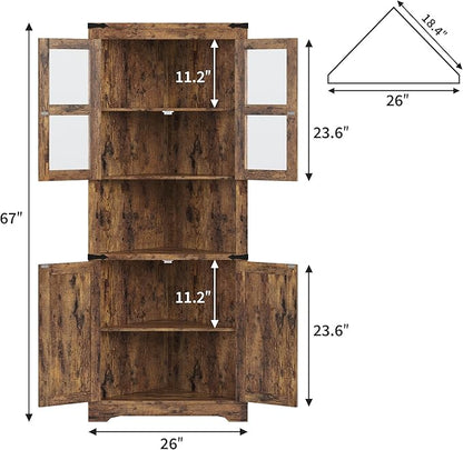 GarveeHome 67" Tall Corner Storage Cabinet, Farmhouse Corner Hutch Display - Image 2